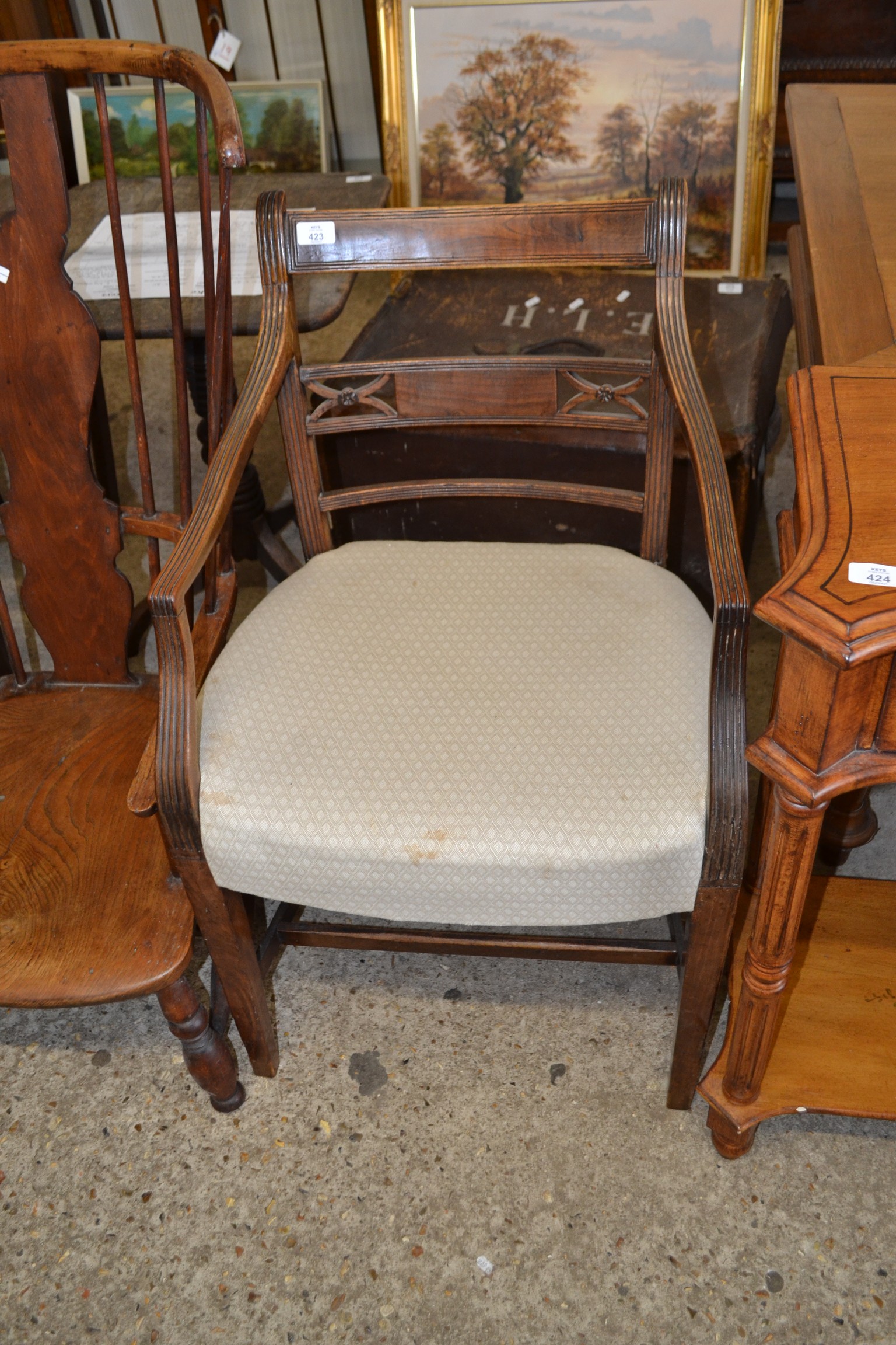 GEORGIAN BAR BACK DINING CHAIR WITH UPHOLSTERED SEAT