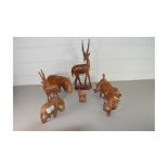 VARIOUS AFRICAN HARDWOOD ANIMAL FIGURES