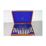 CANTEEN OF SILVER PLATED FISH CUTLERY BY WALKER & HALL