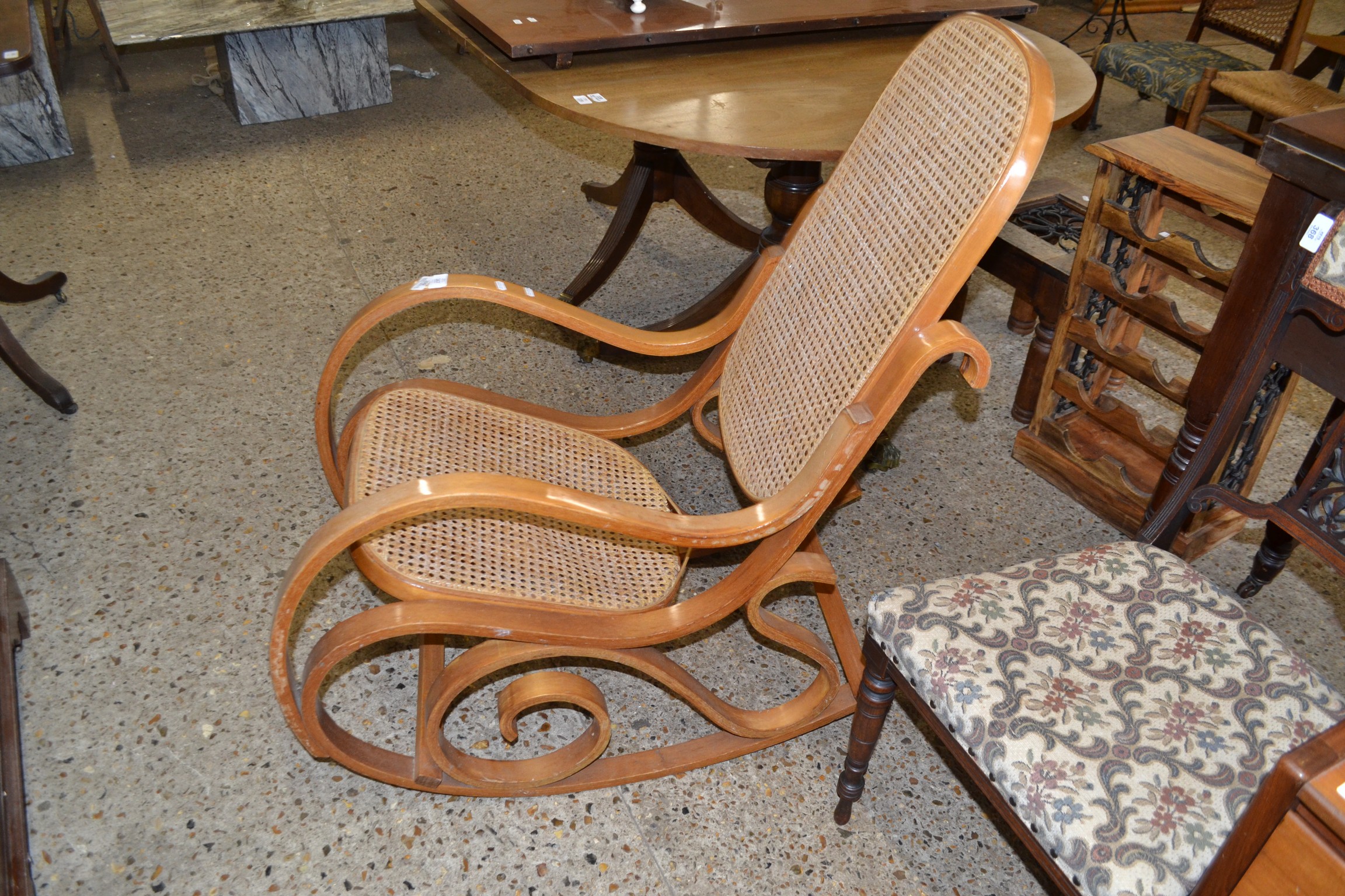 MODERN BENTWOOD CANE SEATED AND BACK ROCKING CHAIR - Image 2 of 2