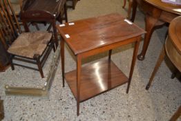 EDWARDIAN MAHOGANY RECTANGULAR TWO-TIER OCCASIONAL TABLE ON TAPERING LEGS, 56CM WIDE