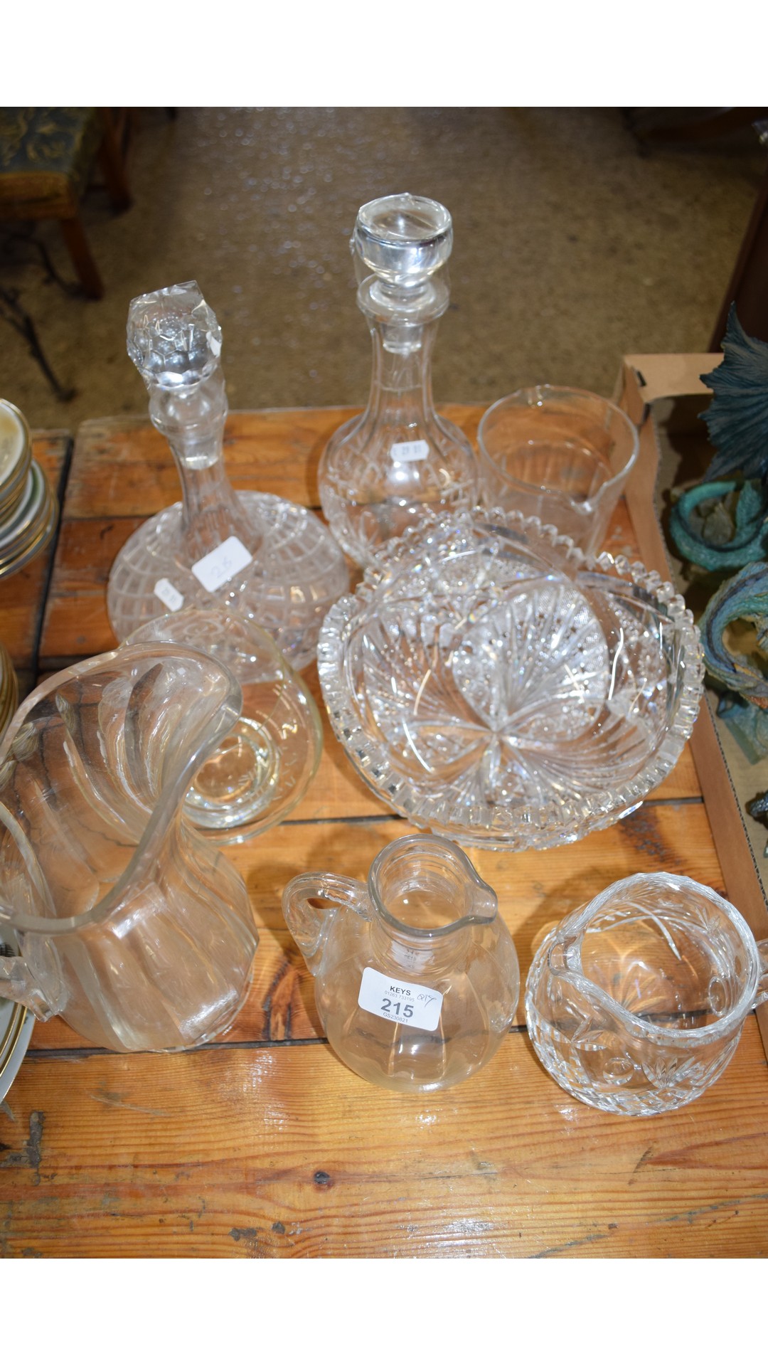 MIXED LOT OF CUT GLASS DECANTERS, JUGS, BOWLS ETC - Image 2 of 2