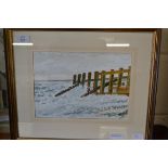 CYRIL NUNN, UPCHER BREAKWATER, WATERCOLOUR, FRAMED AND GLAZED, 45CM WIDE