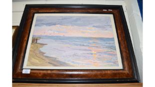 VOLODYMYR ZHUGAN (RUSSIAN, 20TH CENTURY) BALTIC SEA, OIL ON BOARD, 35 X 40CM, SET IN A WOODEN FRAME