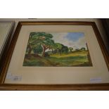 STUDY OF COUNTRY LANDSCAPE, WATERCOLOUR, INDISTINCTLY SIGNED, POSSIBLY CYRIL NUNN, FRAMED AND