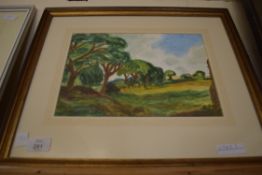 STUDY OF COUNTRY LANDSCAPE, WATERCOLOUR, INDISTINCTLY SIGNED, POSSIBLY CYRIL NUNN, FRAMED AND