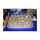 TRAY OF 19TH CENTURY AND LATER DRINKING GLASSES