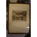 SMALL COLOURED ENGRAVING "THE SARACENS HEAD", FRAMED AND GLAZED