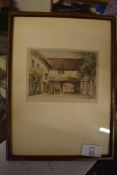 SMALL COLOURED ENGRAVING "THE SARACENS HEAD", FRAMED AND GLAZED