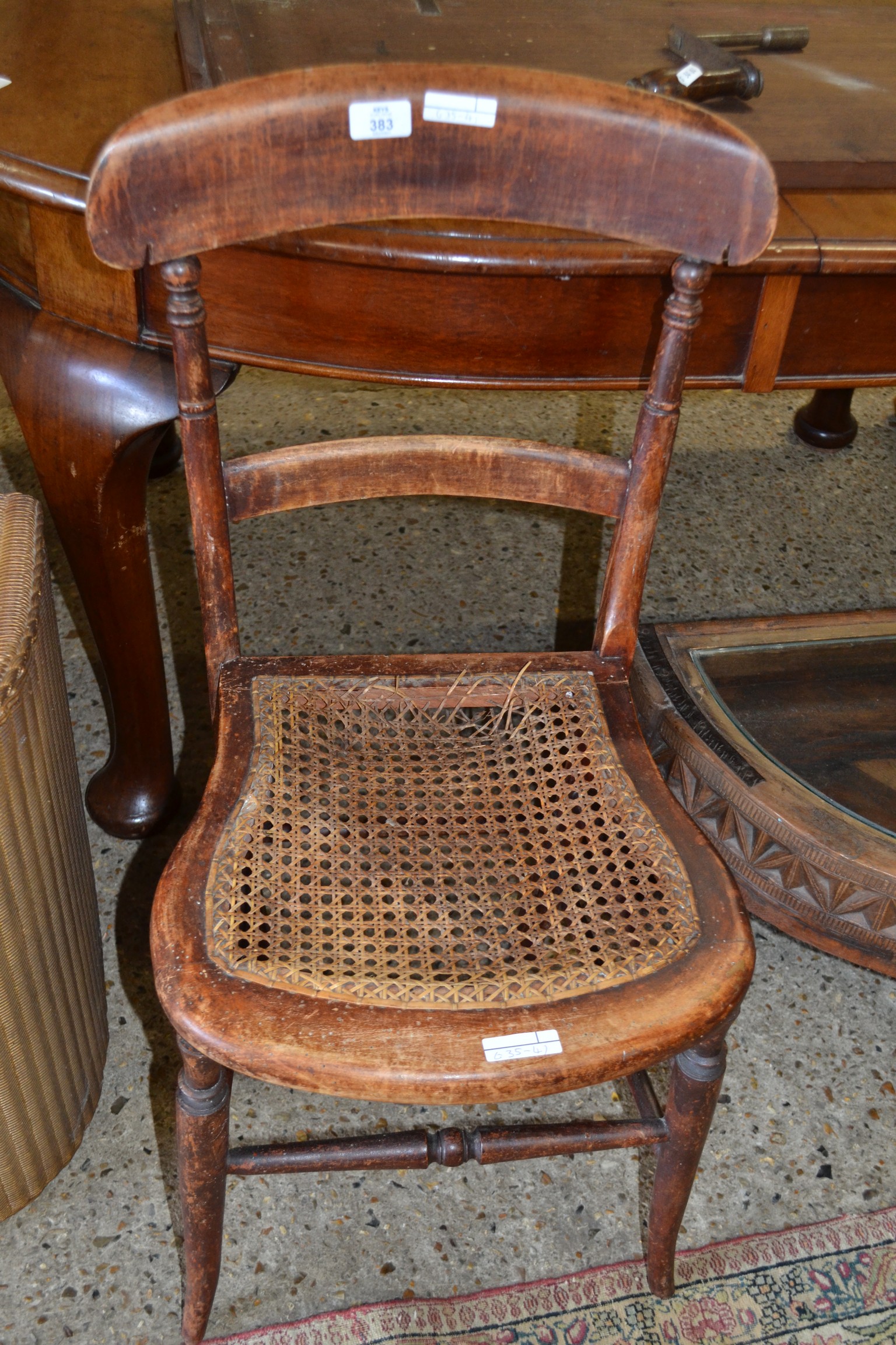 SINGLE VICTORIAN BEECHWOOD FRAMED CANE SEATED BEDROOM CHAIR