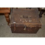 VINTAGE CANVAS COVERED TRAVEL TRUNK, THE TOP INITIALLED ELH, (A/F), 67CM WIDE