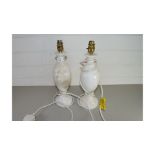 PAIR OF POLISHED ALABASTER TABLE LAMPS