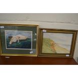 CYRIL NUNN, STUDY OF A NUDE FEMALE FIGURE, TOGETHER WITH M E GOLDSWORTHY, STUDY OF CLIFFSIDE