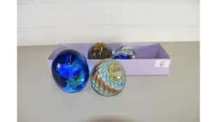 FIVE VARIOUS VINTAGE PAPERWEIGHTS