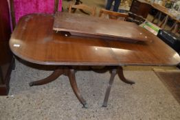 REPRODUCTION MAHOGANY TWIN PEDESTAL DINING TABLE WITH EXTENSION LEAF, 162CM WIDE UNEXTENDED