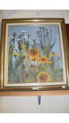 20TH CENTURY SCHOOL STUDY OF SUMMER FLOWERS, OIL ON CANVAS, INDISTINCTLY SIGNED, GILT FRAMED