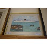 W G PARKINSON, STUDY OF NORWEGIAN CRUISE SHIP, THE PRINCESS INGRID, WATERCOLOUR, FRAMED AND