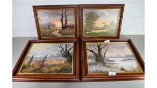 KEVIN CURTIS, A GROUP OF FOUR MODERN OIL STUDIES, WINTER EVENING, PHEASANTS, MALLARDS AND DUSK