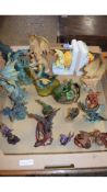 COLLECTION OF LAND OF THE DRAGONS MODELS TOGETHER WITH A PAIR OF WALT DISNEY BOOK ENDS