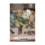 COLLECTION OF LAND OF THE DRAGONS MODELS TOGETHER WITH A PAIR OF WALT DISNEY BOOK ENDS