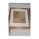 L G LINNELL, STUDY OF COUNTRY SCENE WITH COTTAGES AND TREES, WATERCOLOUR, FRAMED AND GLAZED, 50CM