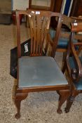 EDWARDIAN MAHOGANY FRAMED CABRIOLE LEGGED CHAIR, PUSH OUT SEATS