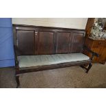 18TH CENTURY OAK SETTLE WITH FOUR PANELLED BACK, 182CM WIDE