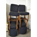 SET OF SIX EARLY 20TH CENTURY BLACK UPHOLSTERED DINING CHAIRS