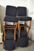 SET OF SIX EARLY 20TH CENTURY BLACK UPHOLSTERED DINING CHAIRS