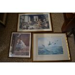 MIXED LOT: THREE COLOURED PRINTS COMPRISING ONE OF THE FAMILY AFTER FREDERICK GEORGE COTMAN,