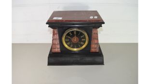 LATE 19TH CENTURY BLACK SLATE AND MARBLE MANTEL CLOCK