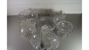 VARIOUS CUT GLASS BOWLS, JUGS ETC