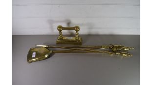 SET OF BRASS FIRE TOOLS AND ACCOMPANYING STAND