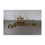 SET OF BRASS FIRE TOOLS AND ACCOMPANYING STAND