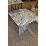 CONTEMPORARY GREY MARBLE PEDESTAL LAMP TABLE, 55CM WIDE