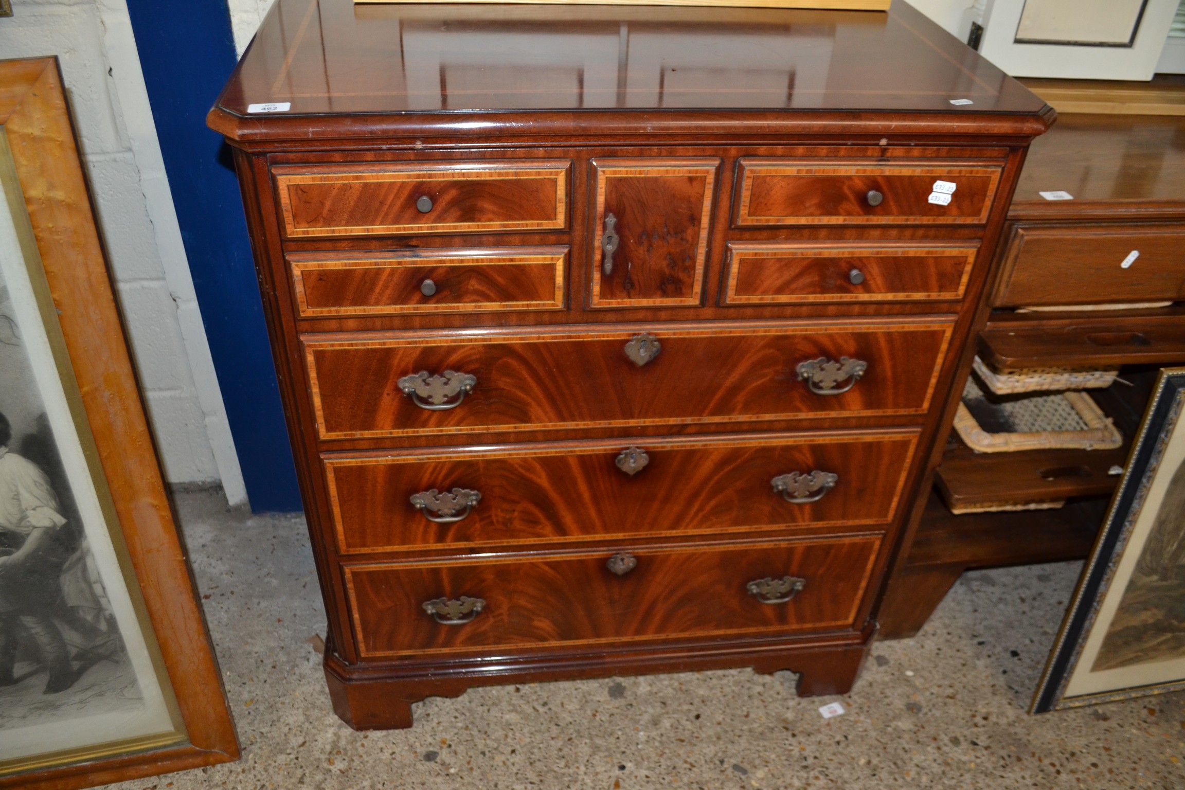 MAHOGANY VENEERED MOCK CHEST TV CABINET WITH PULL UP FRONT