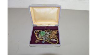 BOX CONTAINING MIXED COSTUME JEWELLERY, LARGE BUTTERFLY BROOCH