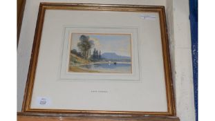 JOHN GENDALL, STUDY OF A LAKESIDE SCENE, FRAMED AND GLAZED, 38CM WIDE