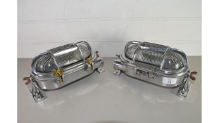 TWO VINTAGE CHROME FINISH SHIPS LIGHTS