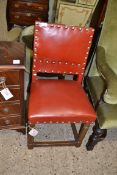 RED LEATHERETTE UPHOLSTERED HARDWOOD FRAMED SIDE CHAIR