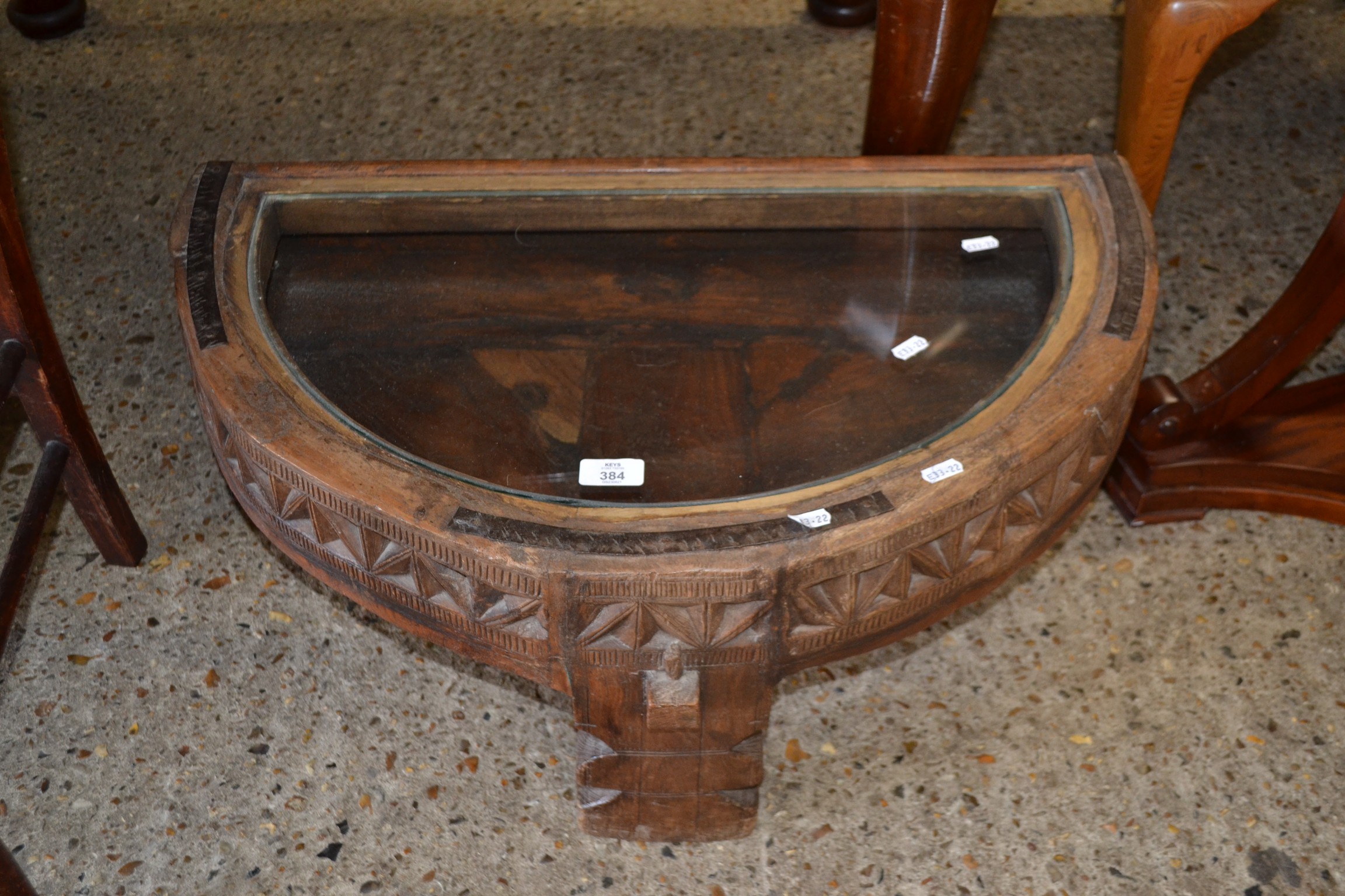 20TH CENTURY HARDWOOD COFFEE TABLE WITH GLASS TOP, 70CM WIDE