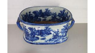 LARGE REPRODUCTION BLUE AND WHITE IRONSTONE FOOT BATH