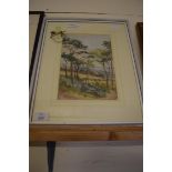 H W TUCK, STUDY OF COUNTRY LANDSCAPE, WATERCOLOUR, FRAMED AND GLAZED, 39CM HIGH