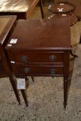 REPRODUCTION MAHOGANY TWO DRAWER BEDSIDE TABLE 38CM WIDE