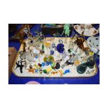 TRAY CONTAINING COLLECTION OF GLASS ANIMALS ETC