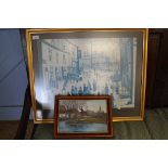 MONOCHROME AFTER L S LOWRY, TOGETHER WITH A FURTHER PRINT AFTER KEVIN PLATT, BOTH FRAMED AND