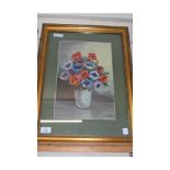 F I NAYLOR, STUDY OF A VASE OF FLOWERS, OIL ON BOARD, FRAMED AND GLAZED, 41CM WIDE