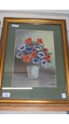 F I NAYLOR, STUDY OF A VASE OF FLOWERS, OIL ON BOARD, FRAMED AND GLAZED, 41CM WIDE