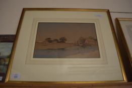 ALNER W HALL, BLAKENEY HARBOUR, WATERCOLOUR, FRAMED AND GLAZED, 52CM WIDE