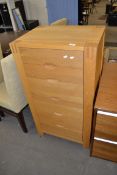 MODERN LIGHT OAK SIX DRAWER CHEST, 110CM HIGH